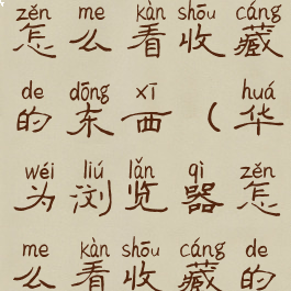 华为浏览器怎么看收藏的东西(华为浏览器怎么看收藏的视频)