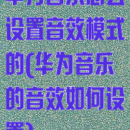 华为音乐怎么设置音效模式的(华为音乐的音效如何设置)
