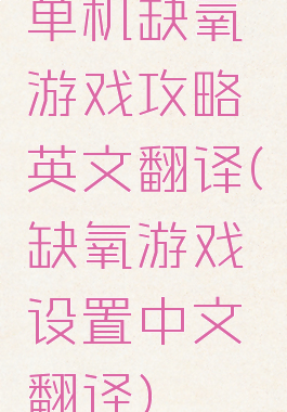 单机缺氧游戏攻略英文翻译(缺氧游戏设置中文翻译)