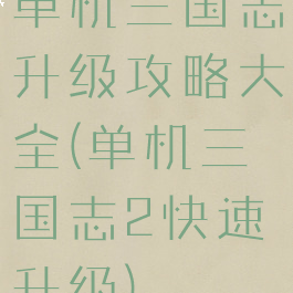 单机三国志升级攻略大全(单机三国志2快速升级)