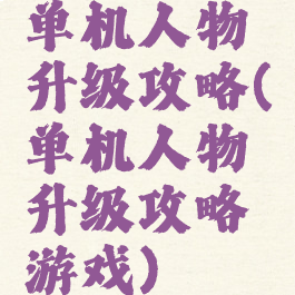 单机人物升级攻略(单机人物升级攻略游戏)