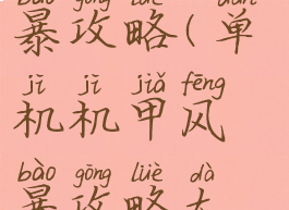 单机机甲风暴攻略(单机机甲风暴攻略大全)