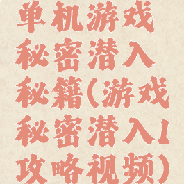 单机游戏秘密潜入秘籍(游戏秘密潜入1攻略视频)