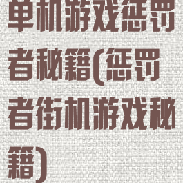 单机游戏惩罚者秘籍(惩罚者街机游戏秘籍)