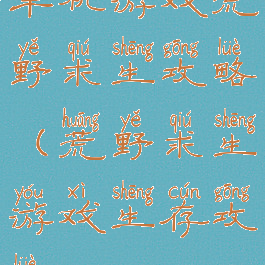 单机游戏荒野求生攻略(荒野求生游戏生存攻略)