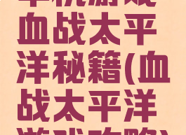 单机游戏血战太平洋秘籍(血战太平洋游戏攻略)