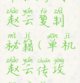 单机游戏赵云复制秘籍(单机赵云传攻略秘籍)