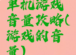 单机游戏音量攻略(游戏的音量)