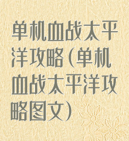 单机血战太平洋攻略(单机血战太平洋攻略图文)