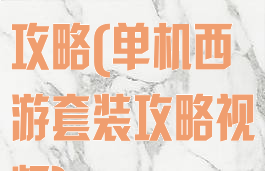单机西游套装攻略(单机西游套装攻略视频)