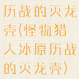 历战的灭龙壳(怪物猎人冰原历战的灭龙壳)