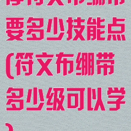 厚符文布绷带要多少技能点(符文布绷带多少级可以学)