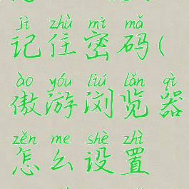 傲游浏览器怎么设置记住密码(傲游浏览器怎么设置记住密码登录)