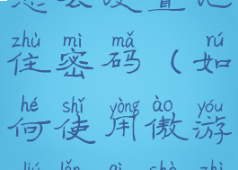 傲游浏览器怎么设置记住密码(如何使用傲游浏览器设置主页面?)