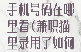 兼职猫联系人手机号码在哪里看(兼职猫里录用了如何联系工作)