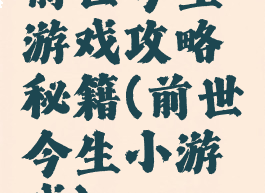 前世今生游戏攻略秘籍(前世今生小游戏)