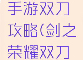 剑之荣耀手游双刀攻略(剑之荣耀双刀技能)