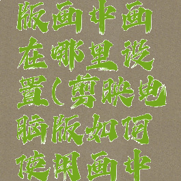 剪映电脑版画中画在哪里设置(剪映电脑版如何使用画中画)