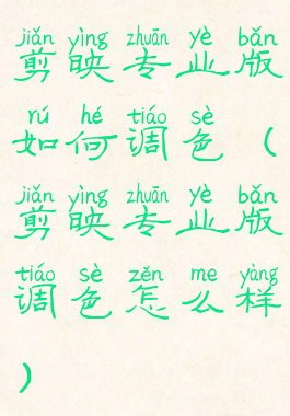 剪映专业版如何调色(剪映专业版调色怎么样)