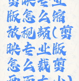 剪映专业版怎么缩放视频(剪映专业版怎么裁剪画面大小)