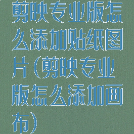 剪映专业版怎么添加贴纸图片(剪映专业版怎么添加画布)