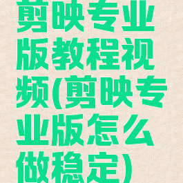 剪映专业版教程视频(剪映专业版怎么做稳定)