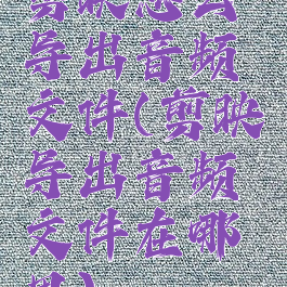 剪映怎么导出音频文件(剪映导出音频文件在哪里)