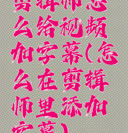 剪辑师怎么给视频加字幕(怎么在剪辑师里添加字幕)