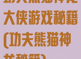 功夫熊猫神龙大侠游戏秘籍(功夫熊猫神龙秘籍)