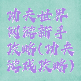 功夫世界网游新手攻略(功夫游戏攻略)