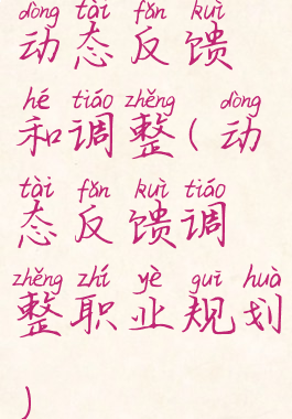 动态反馈和调整(动态反馈调整职业规划)