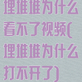 埋堆堆为什么看不了视频(埋堆堆为什么打不开了)