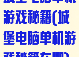 城堡电脑单机游戏秘籍(城堡电脑单机游戏秘籍在哪)