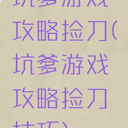 坑爹游戏攻略捡刀(坑爹游戏攻略捡刀技巧)