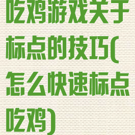 吃鸡游戏关于标点的技巧(怎么快速标点吃鸡)