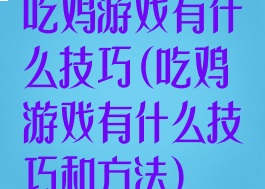 吃鸡游戏有什么技巧(吃鸡游戏有什么技巧和方法)