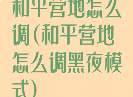 和平营地怎么调(和平营地怎么调黑夜模式)