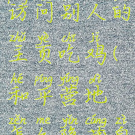 和平营地怎么隐身访问别人的主页吃鸡(和平营地怎么隐藏自己访问别人)