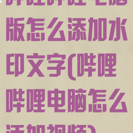 哔哩哔哩电脑版怎么添加水印文字(哔哩哔哩电脑怎么添加视频)