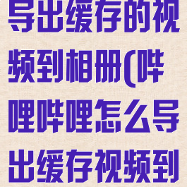哔哩哔哩如何导出缓存的视频到相册(哔哩哔哩怎么导出缓存视频到相册)