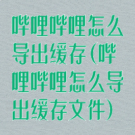 哔哩哔哩怎么导出缓存(哔哩哔哩怎么导出缓存文件)