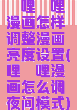 哔哩哔哩漫画怎样调整漫画亮度设置(哔哩哔哩漫画怎么调夜间模式)