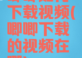 唧唧如何下载视频(唧唧下载的视频在哪)