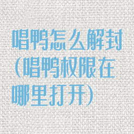 唱鸭怎么解封(唱鸭权限在哪里打开)