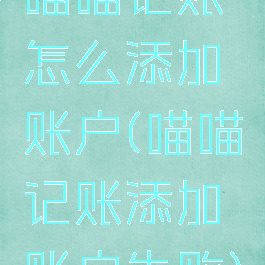 喵喵记账怎么添加账户(喵喵记账添加账户失败)