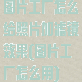 图片工厂怎么给照片加滤镜效果(图片工厂怎么用)