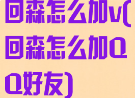 回森怎么加v(回森怎么加QQ好友)