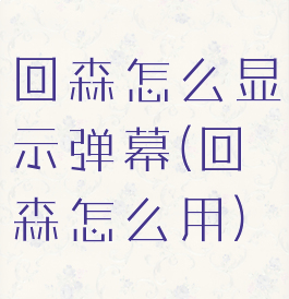 回森怎么显示弹幕(回森怎么用)