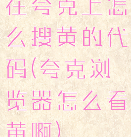 在夸克上怎么搜黄的代码(夸克浏览器怎么看黄啊)