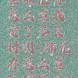 在鄂汇办怎么查我交了多长时间(鄂汇办怎么查医疗保险)